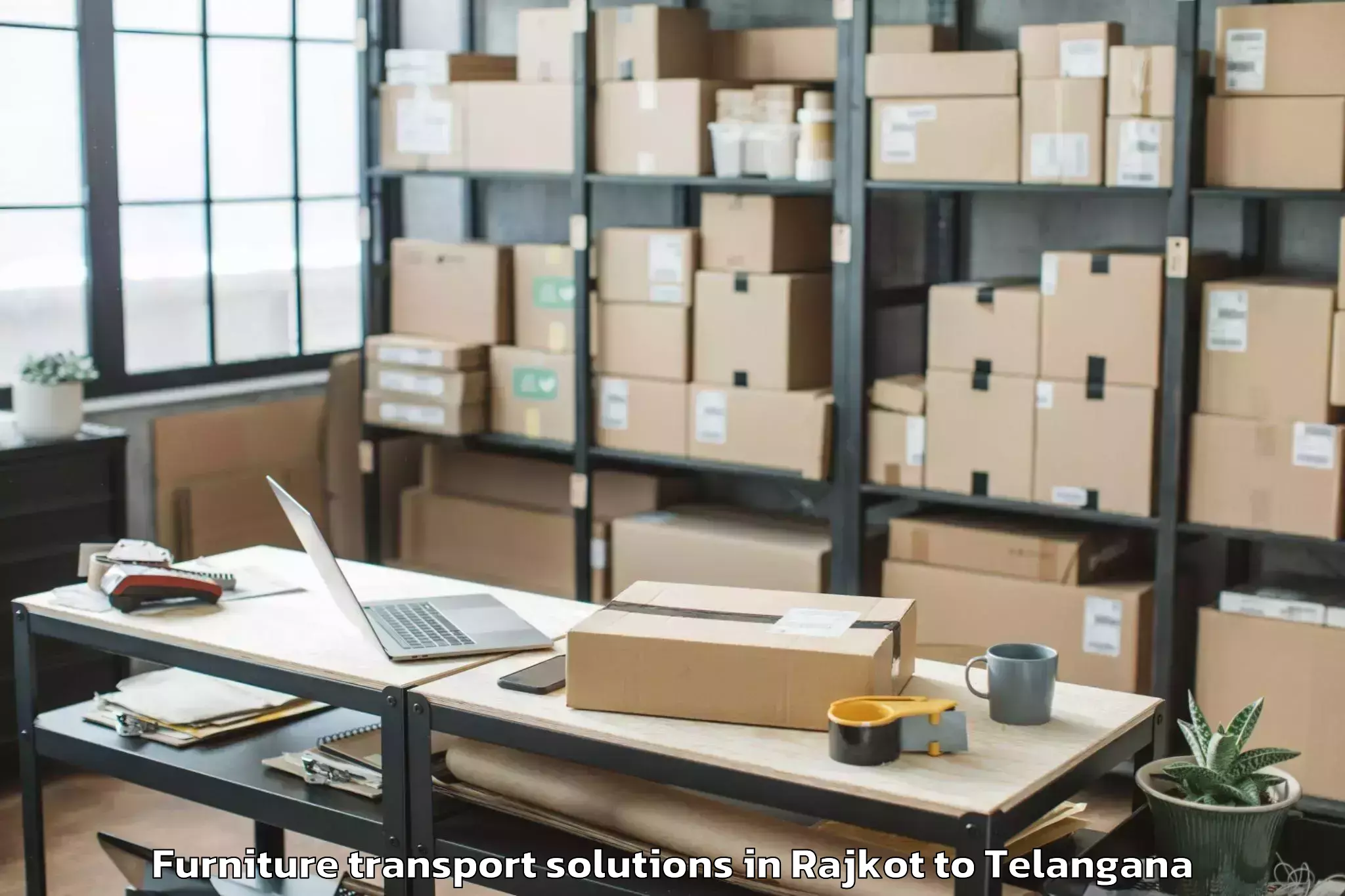 Easy Rajkot to Raghunathpalle Furniture Transport Solutions Booking